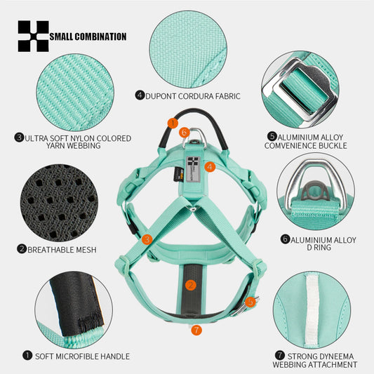 TrailBlazer Premium 3-in-1 Cordura Harness Set – Reflective No-Pull Design with AirTag Collar
