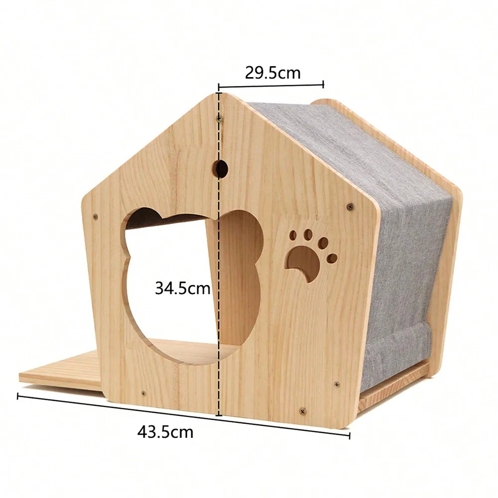 WhiskerWonder Wall-Mounted Cat Playground - Wooden Climbing Shelves & Sisal Scratcher