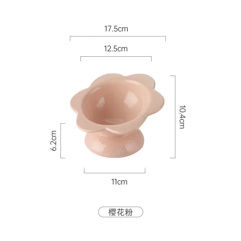 Flower Ceramic Elevated Pet Bowl – Ergonomic Raised Food & Water Dish