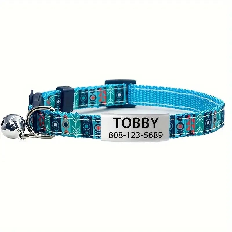 Personalized ID Tag Cat Collar with Bell & Safety Breakaway