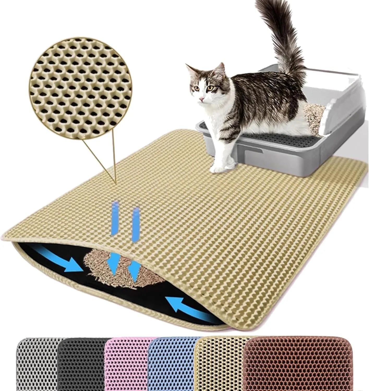 PawGuard Double Layer Cat Litter Mat - Non-Slip, Waterproof Protection
