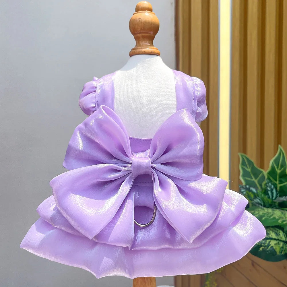 ChicPaws Summer Dress with D-Ring – Elegant Solid Color for Small Dogs & Puppies