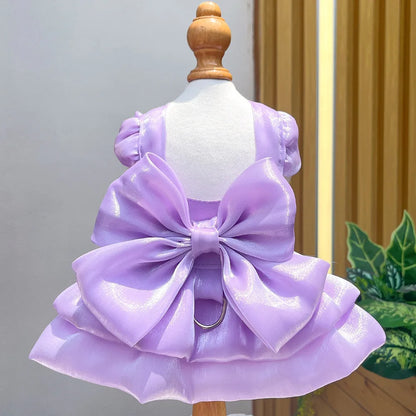 ChicPaws Summer Dress with D-Ring – Elegant Solid Color for Small Dogs & Puppies