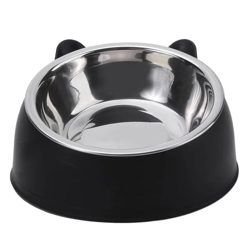 Stainless Steel Cat Bowl with Non-Slip Base – 15° Neck Protection Design