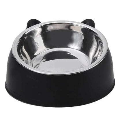 Stainless Steel Cat Bowl with Non-Slip Base – 15° Neck Protection Design