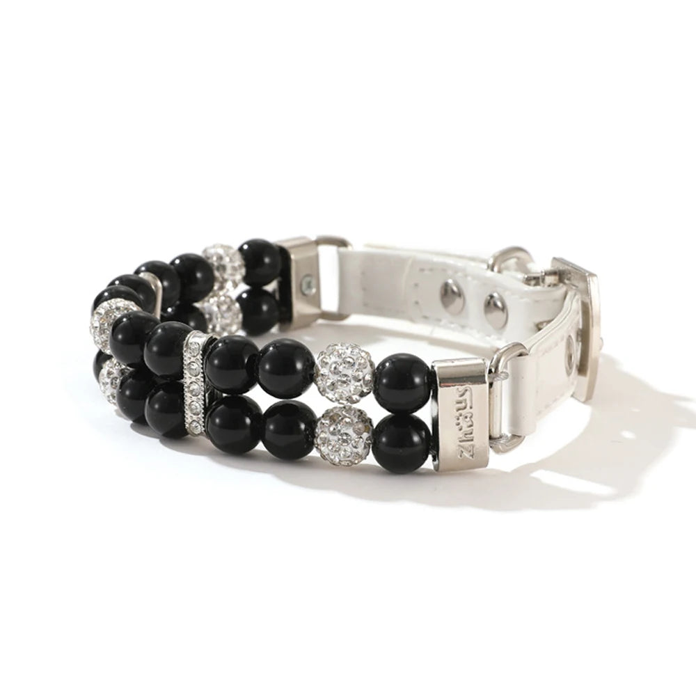 PearlGlow Artificial Pearl & Rhinestone Pet Collar – Elegant Party Necklace for Cats and Dogs
