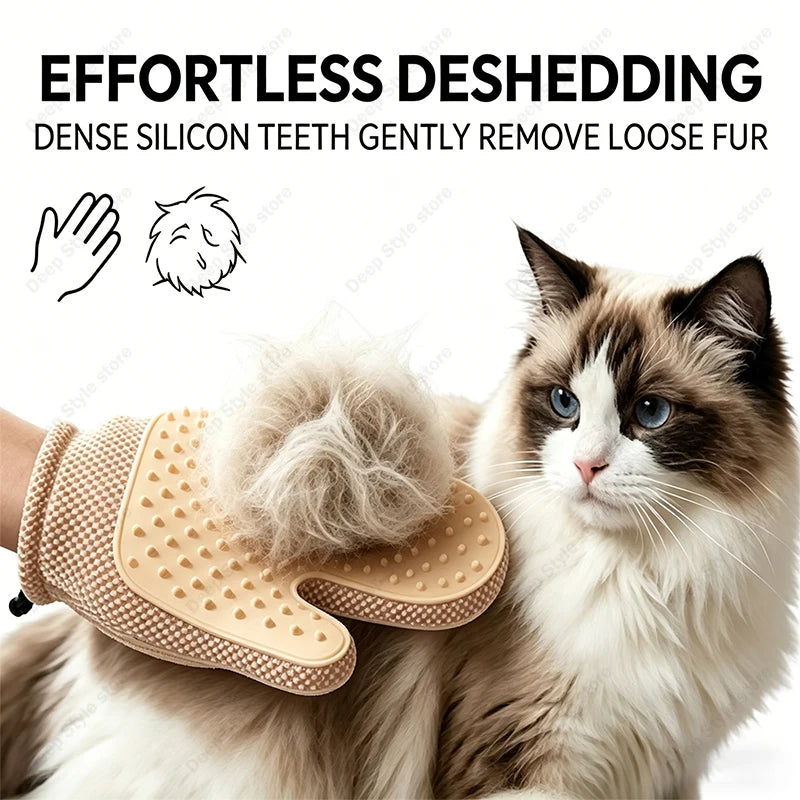 GloveSpa Two-Sided Pet Grooming Glove – Gentle Loose Fur Remover & Massage Tool