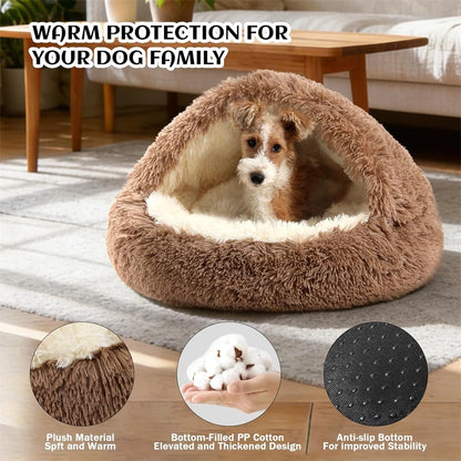 Cozy Cuddle Plush Nest – 2-in-1 Shell-Shaped Cat & Puppy Bed for Ultimate Warmth