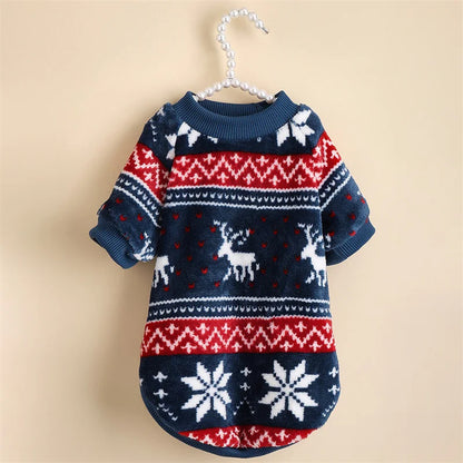 HeritageWarm Retro Ethnic Pet Hoodie – Cozy Autumn/Winter Knit Sweater for Small Dogs and Cats