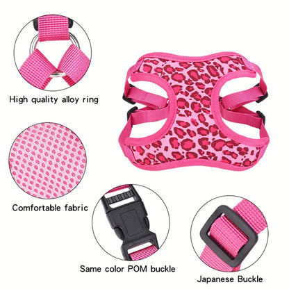 Leopard Print Pet Harness & Leash Set – Stylish Comfort for Cats & Dogs