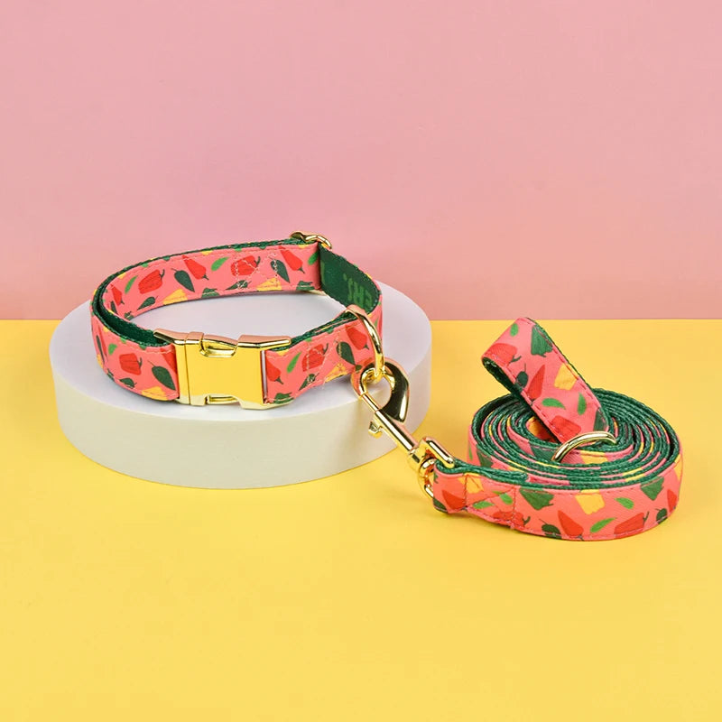 Vibrant Paws Luxury Double-Sided Collar & Leash Set – Adjustable and Colorful for All Dogs