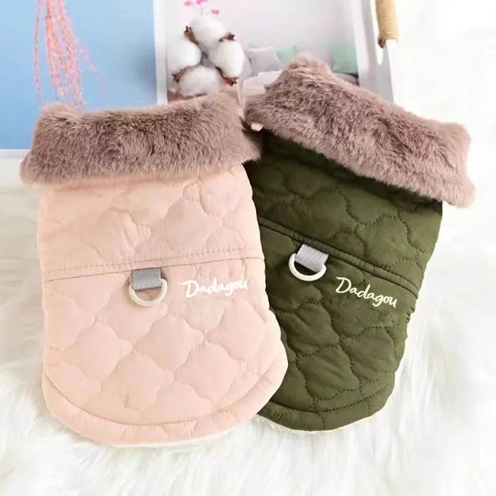 Waterproof Fur Collar Dog Jacket with Warm Fleece Lining