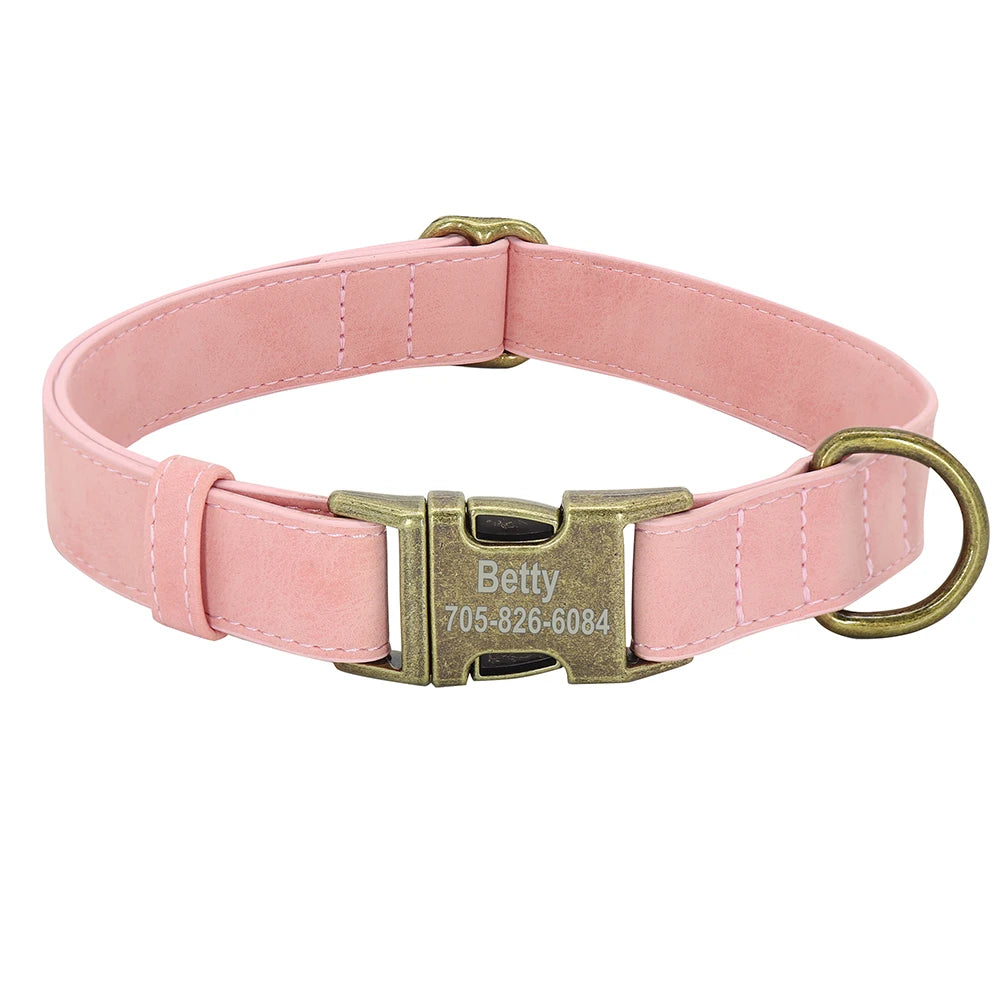 Customizable Leather Dog Collar - Free Personalize for All Breeds
