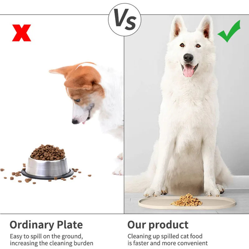 ColorSplash Silicone Pet Feeding Mats - Easy-Clean Oval Design