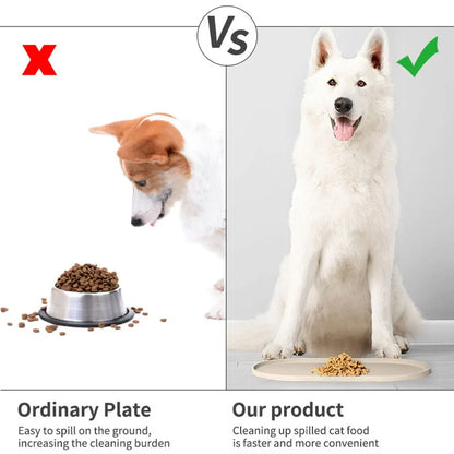 ColorSplash Silicone Pet Feeding Mats - Easy-Clean Oval Design