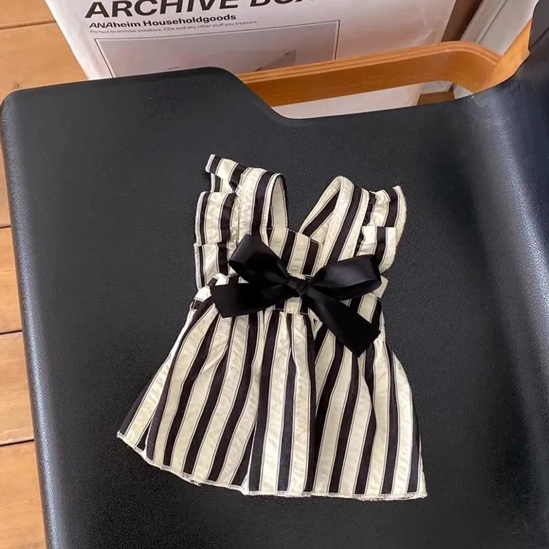 LuxePaws Striped Princess Dress – Chic Summer Vest Skirt for Small Dogs