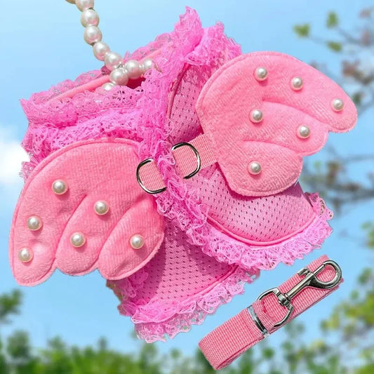 AngelWings Whimsical No-Pull Harness & Leash Set – Soft Breathable Walking Belt for Toy and Small Breeds