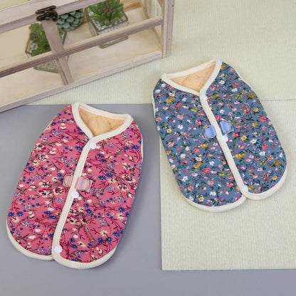 CozyBloom Floral Fleece Vest – Warm Winter Jacket for Small Dogs