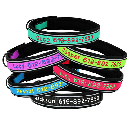 GuardGlow Personalized Embroidered Reflective Dog Collar – Premium Padded Night Safety for All Breeds