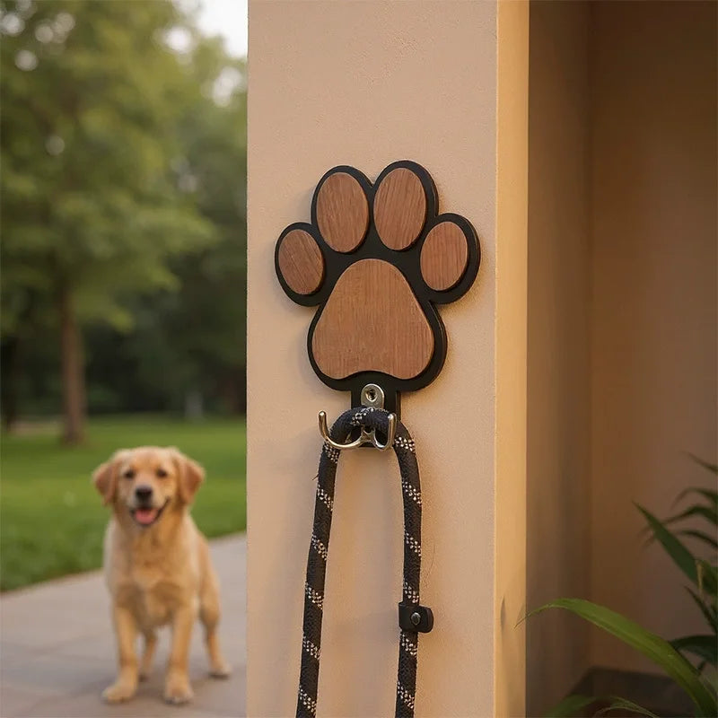 PawCharm Custom Wooden Leash & Collar Holder – Wall Mount Organizer