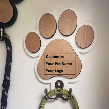 PawCharm Custom Wooden Leash & Collar Holder – Wall Mount Organizer