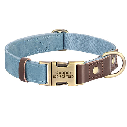 Personalized Leather Dog Collar - Custom Engraved ID with Durable Buckle
