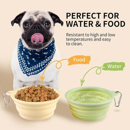 HydroPaws Collapsible 2-in-1 Travel Bowl – Portable Silicone Feeder with Carabiner