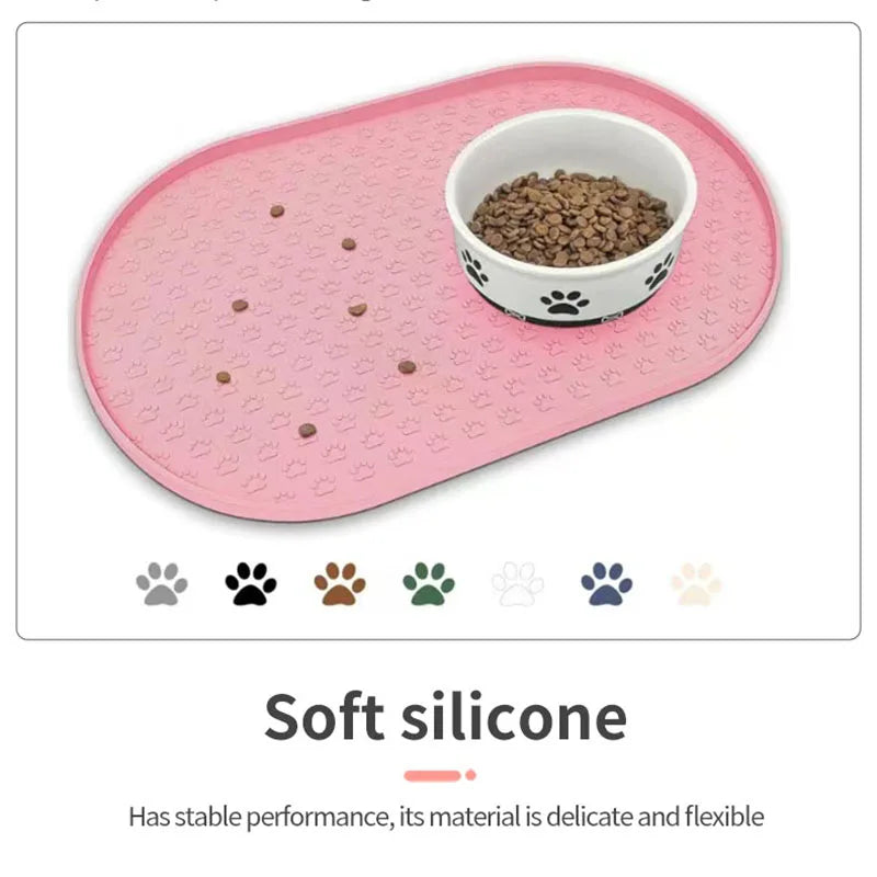 ColorSplash Silicone Pet Feeding Mats - Easy-Clean Oval Design