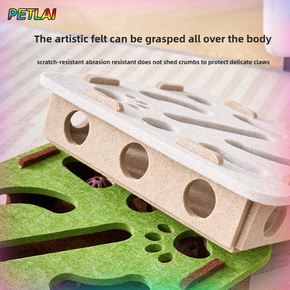 Interactive Felt Maze Box with Bell Balls for Cats