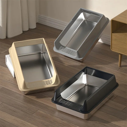 CleanSplash Stainless Steel Litter Box – Odor-Resistant, Leak-Proof & High-Sided Design
