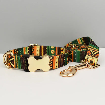 EthnoCharm Custom Engraved Dog Collar & Leash Set – Personalized with Nameplate