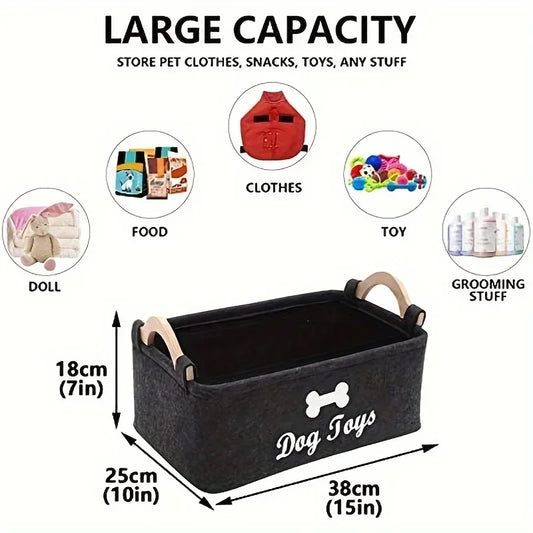 Cozy Felt Pet Toy Storage Basket – Stylish Organizer for Your Pet's Toys
