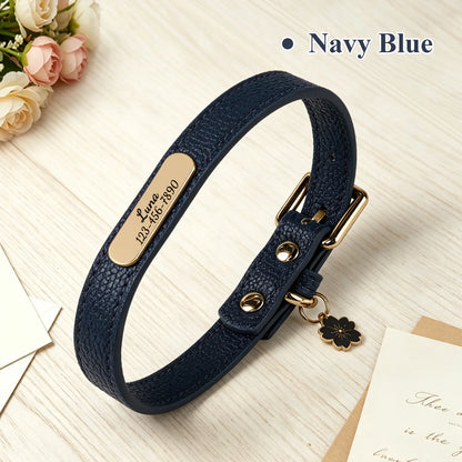 SoftGlow Custom PU Leather Collar – Gentle Comfort with Engraved Name Tag