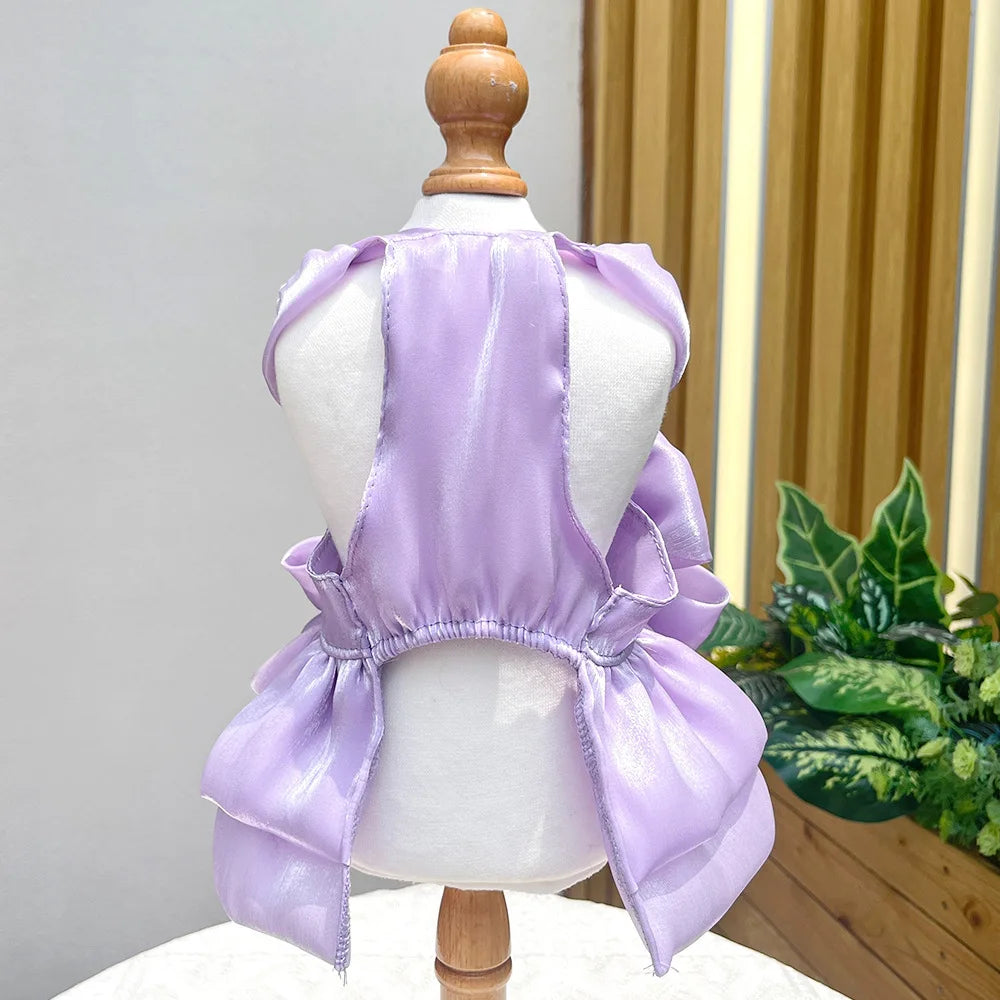 ChicPaws Summer Dress with D-Ring – Elegant Solid Color for Small Dogs & Puppies