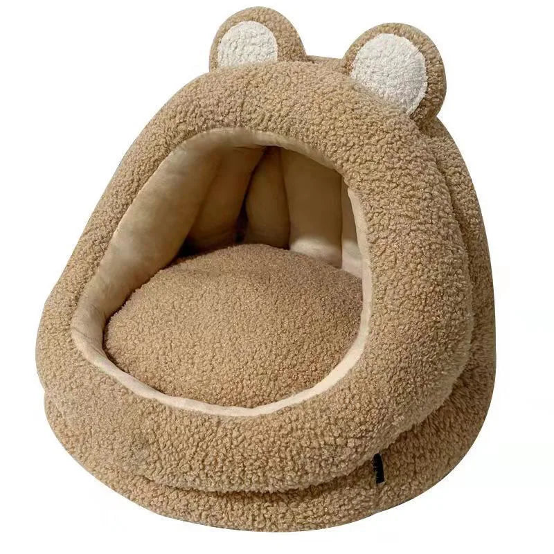 CozyHaven Semi-Enclosed Pet Nest – Winter Warmth for Cats & Small Dogs