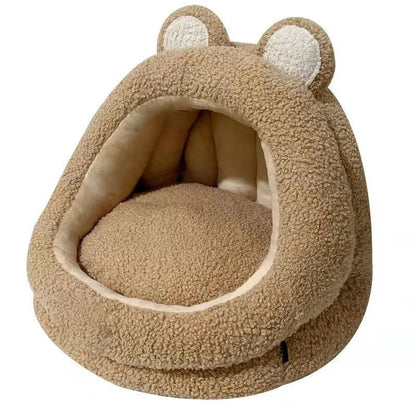 CozyHaven Semi-Enclosed Pet Nest – Winter Warmth for Cats & Small Dogs