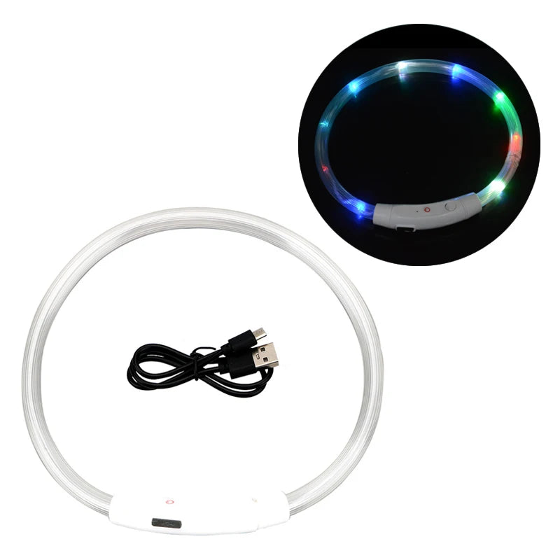 NightGlow USB Rechargeable LED Safety Collar – High-Visibility Cut-to-Fit Loss Prevention Collar