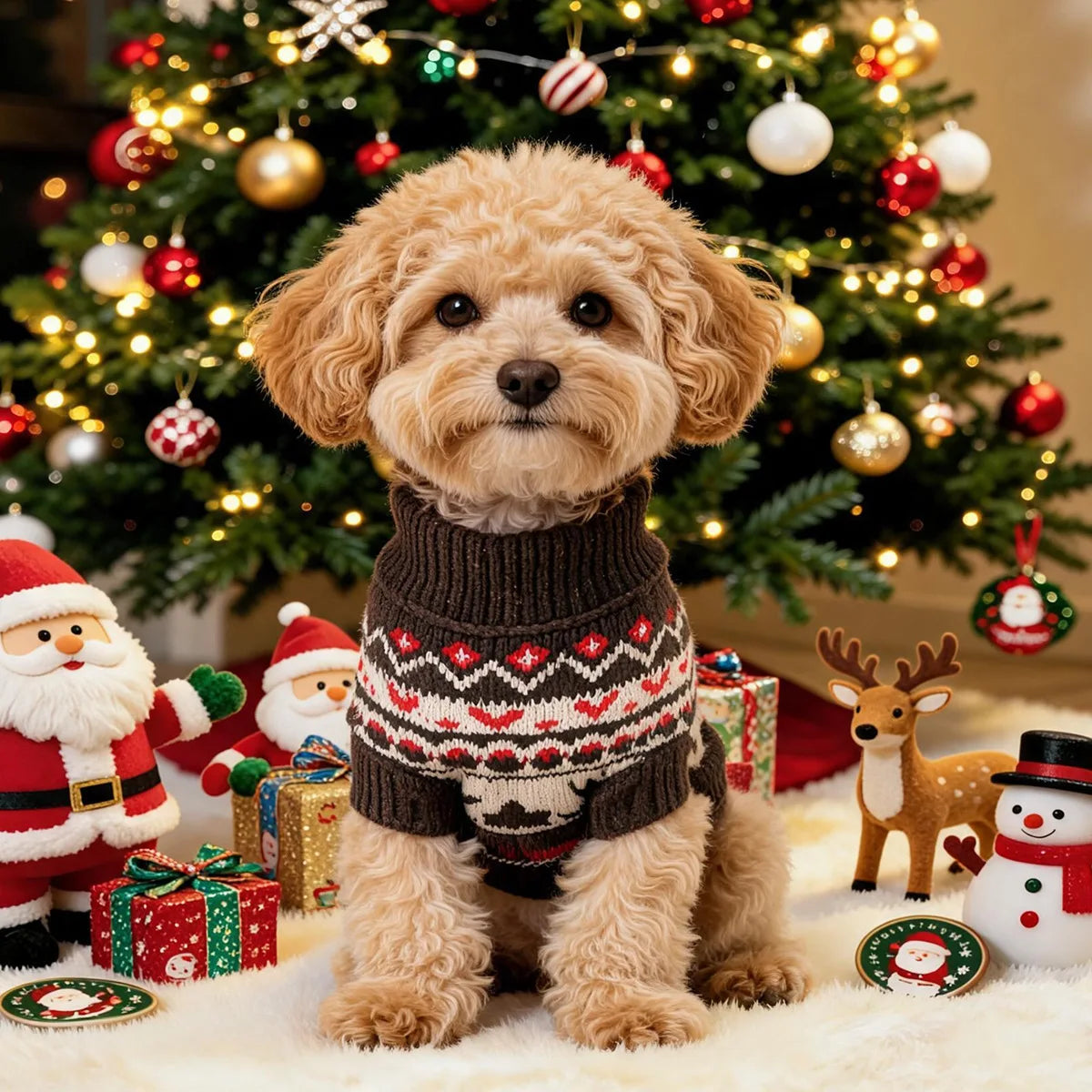 HolidaySnuggle Knitted Christmas Pet Sweater – Cozy Festive Tank Top for Dogs & Puppies