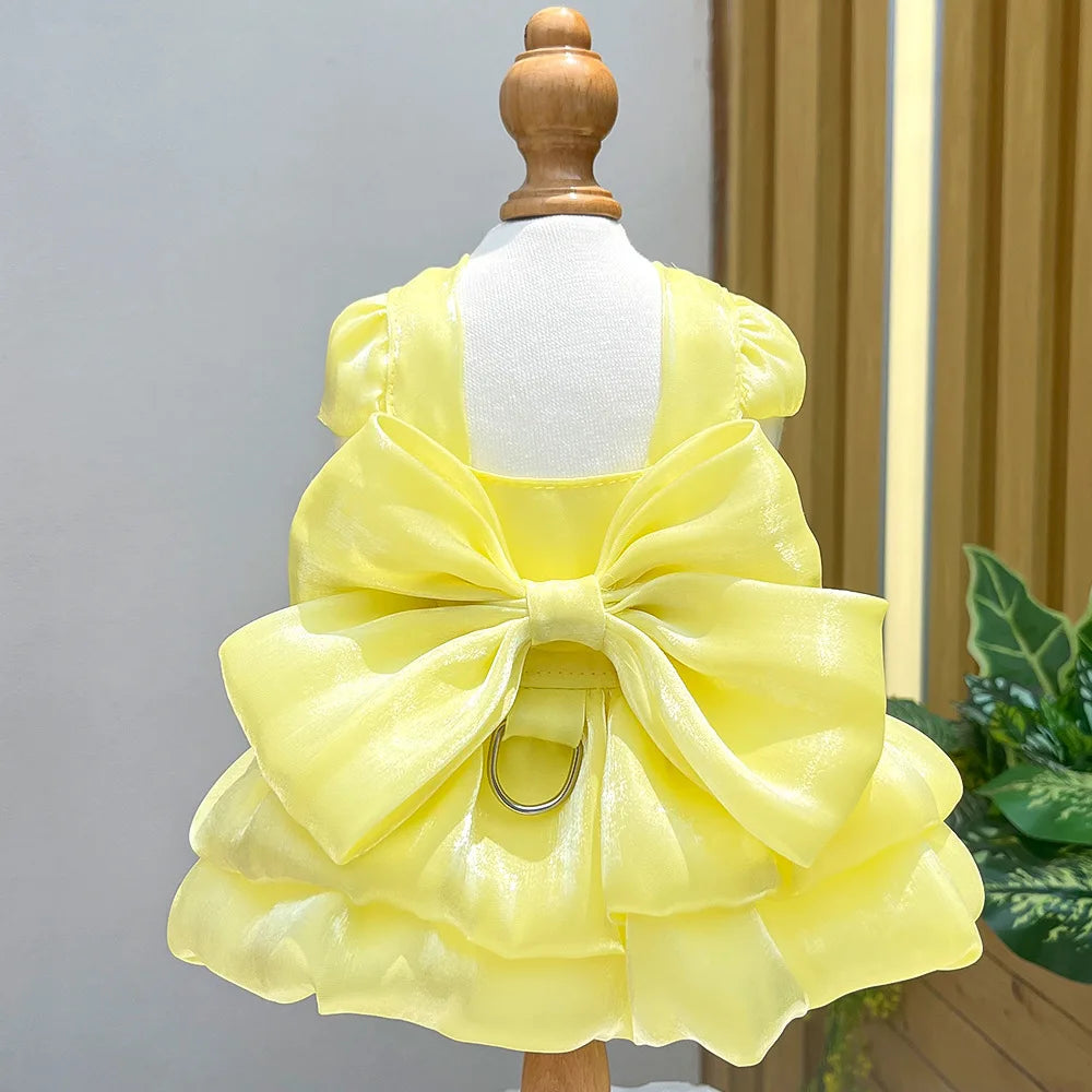 ChicPaws Summer Dress with D-Ring – Elegant Solid Color for Small Dogs & Puppies