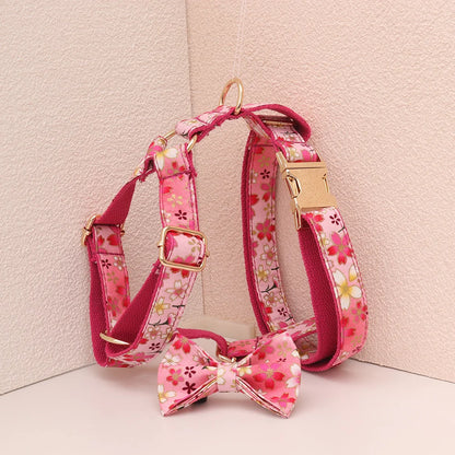 AuraGlow Personalized Dog Harness & Collar Set – Luxury Gold Foil Engraving