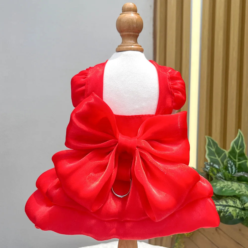 ChicPaws Summer Dress with D-Ring – Elegant Solid Color for Small Dogs & Puppies
