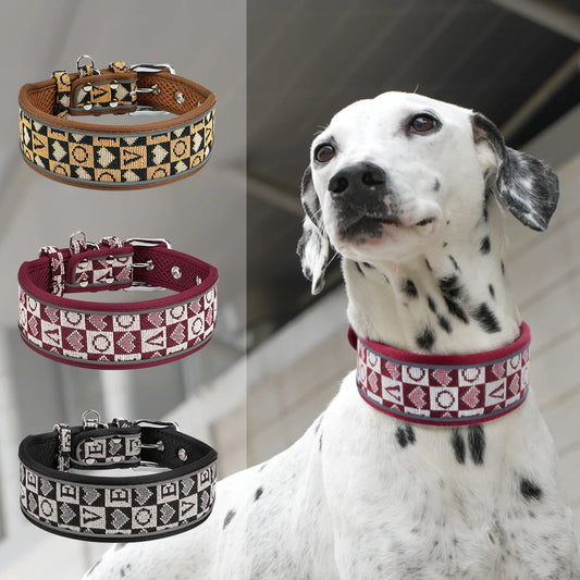 Reflective Wide Dog Collar - Durable & Adjustable for Medium to Large Breeds