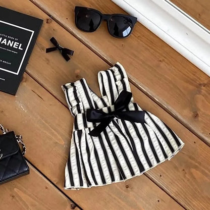 LuxePaws Striped Princess Dress – Chic Summer Vest Skirt for Small Dogs