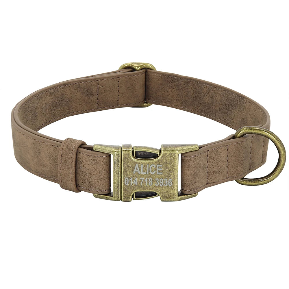 Customizable Leather Dog Collar - Free Personalize for All Breeds