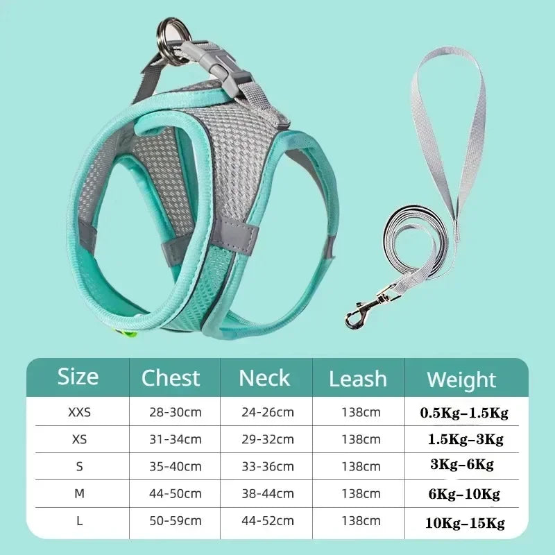 AirStride Breathable Mesh Vest Harness – Soft & Adjustable Training Harness for Dogs & Cats