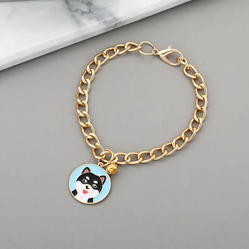 PawChic Gold-Tone Chain Collar – Fashionable Pendant with Bells for Puppies and Cats
