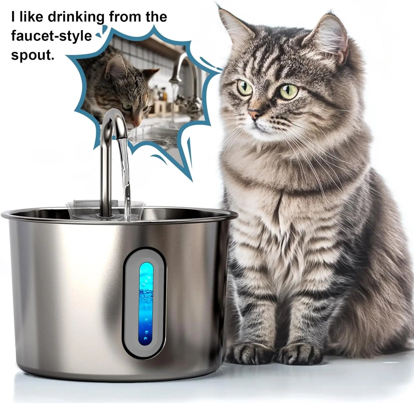 AquaPure Stainless Steel Pet Water Fountain - Ultra Quiet Hydration Station