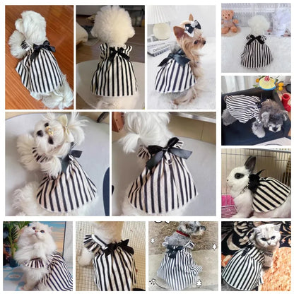 LuxePaws Striped Princess Dress – Chic Summer Vest Skirt for Small Dogs