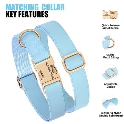 Personalized PU Leather Dog Collar & Leash Set - Durable Elegance for Every Pup