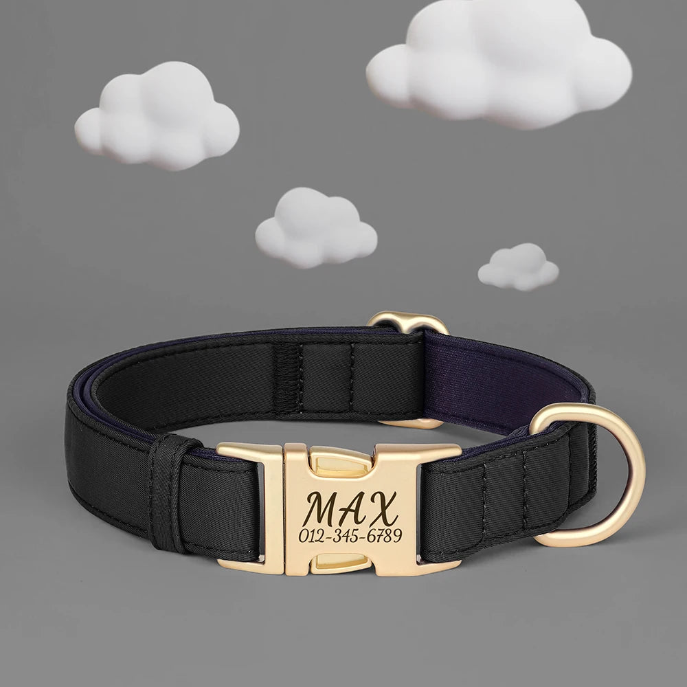 PawSecure Custom Engraved Nylon Dog Collar – Anti-Lost Waterproof Protection for All Breeds